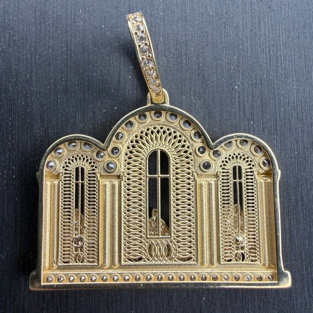 Solid 10k Yellow Italian Gold Last Supper Pendant 4 Grams 9.75mm Bail - Picture 4 of 9